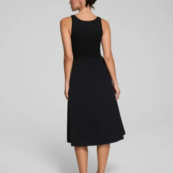 New Spanks Jersey Scoop Neck Tank Midi Dress, Black, Large - Picture 2 of 4